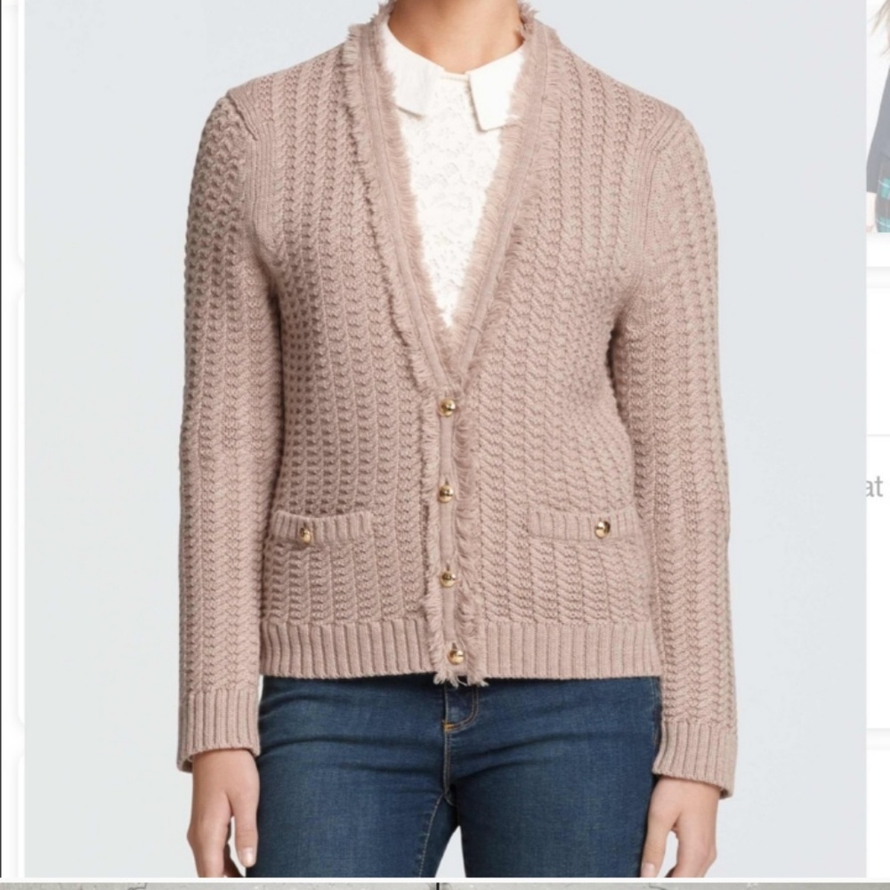 Draper James Flora Fringe v neck cardigan. Medium